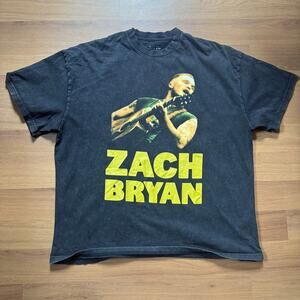Official 2024 Merch Zach Bryan Quittin' Time Black Washed Concert Shirt Sz 2XL